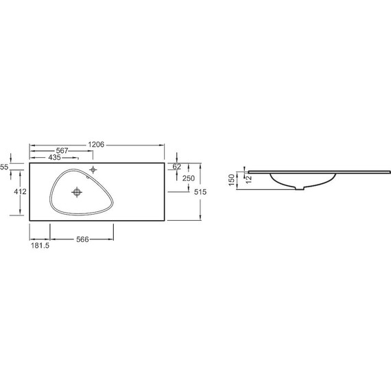 Раковина подвесная Jacob Delafon Nouvelle Vague 120 см EB3022-DE2, черный матовый фото 2