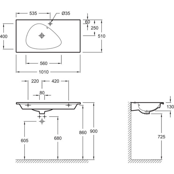 Раковина подвесная Jacob Delafon Nouvelle Vague 100 см EXAQ112-00 фото 5