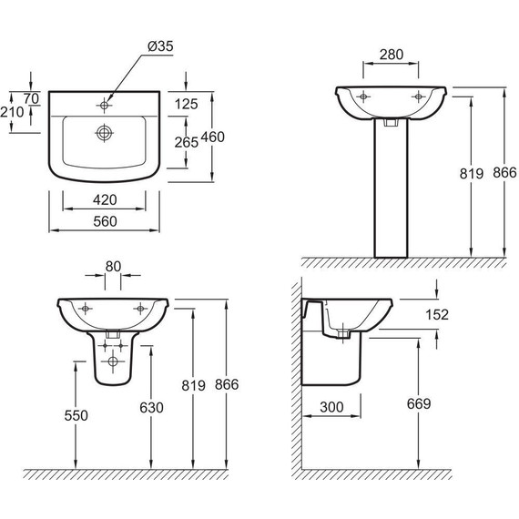 Раковина подвесная Jacob Delafon Panache 56 см E1434-00 фото 8