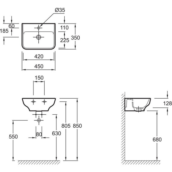 Раковина подвесная Jacob Delafon Struktura 45 см EGH112-00 - 5 Раковина подвесная Jacob Delafon Struktura 45 см EGH112-00 фото 5
