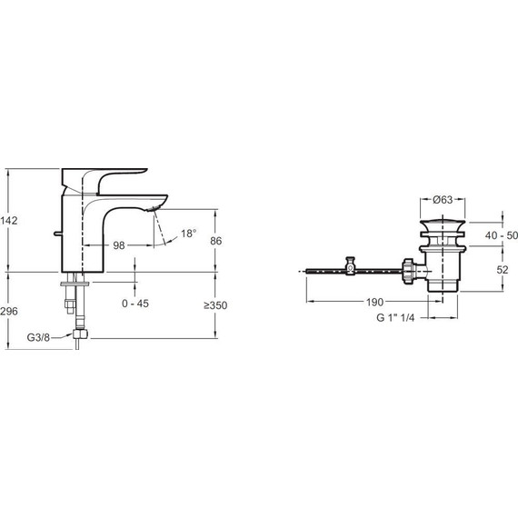 Смеситель для раковины Jacob Delafon Aleo E72275-4-CP - 24 Смеситель для раковины Jacob Delafon Aleo E72275-4-CP фото 24