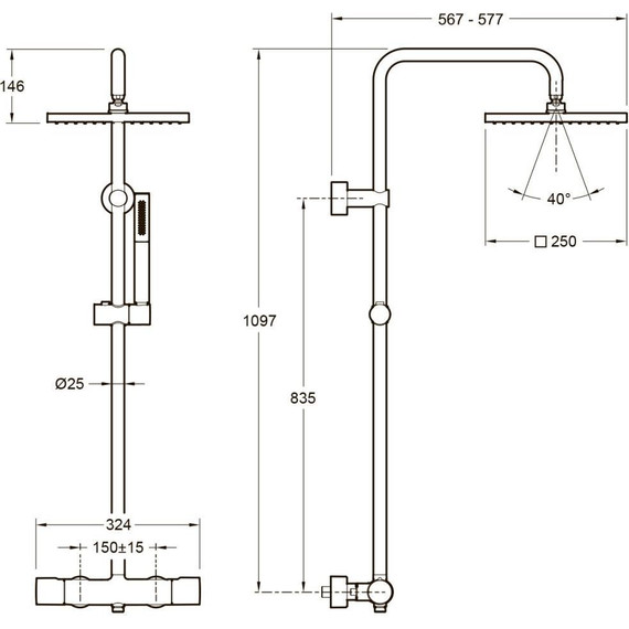 Душевая стойка с термостатом Jacob Delafon Brigitte E32850-CP - 5 Душевая стойка с термостатом Jacob Delafon Brigitte E32850-CP фото 5