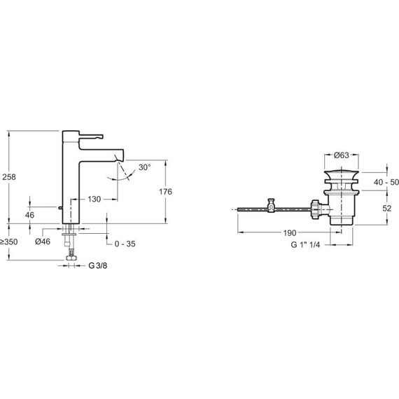 Смеситель для умывальника высокий Jacob Delafon Cuff E37303-CP - 3 Смеситель для умывальника высокий Jacob Delafon Cuff E37303-CP фото 3