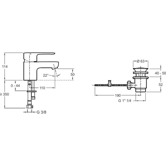 Смеситель для раковины Jacob Delafon July E16027-4-CP - 7 Смеситель для раковины Jacob Delafon July E16027-4-CP фото 7