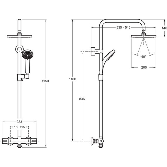 Душевая стойка с термостатом Jacob Delafon July E5523-CP - 15 Душевая стойка с термостатом Jacob Delafon July E5523-CP фото 15