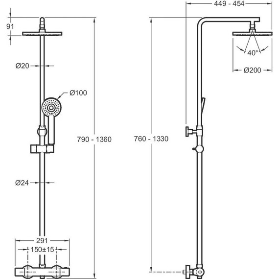 Душевая стойка с термостатом Jacob Delafon Marcel E25084-CP фото 3