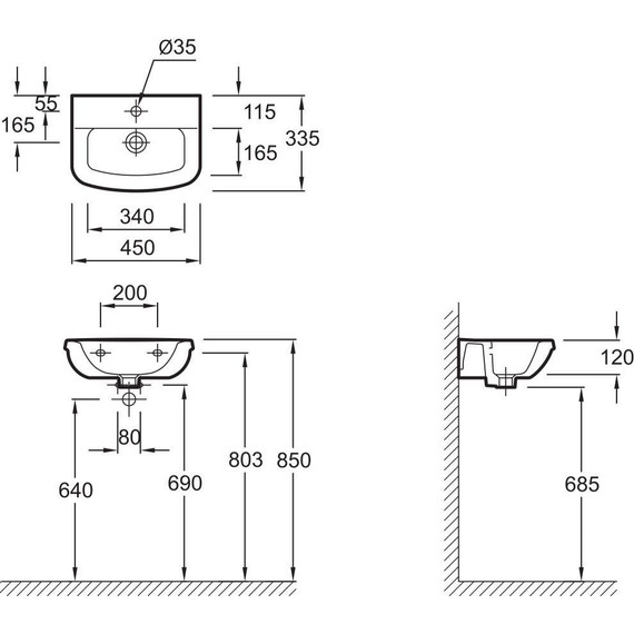 Раковина подвесная Jacob Delafon Panache 45 см E1439-00 фото 5