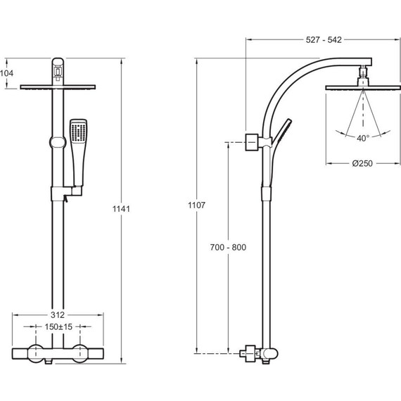 Душевая стойка с термостатом Jacob Delafon Talan E11717RU-CP фото 11