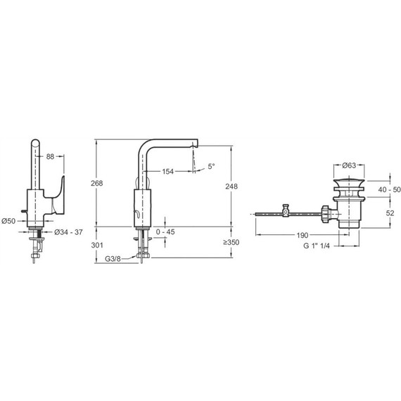 Смеситель для раковины высокий Jacob Delafon Villette E23719-CP фото 3