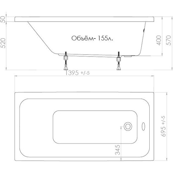 Ванна акриловая Тритон Ультра 140х70 см, Размер - мм: 1400х700 - 9 Ванна акриловая Тритон Ультра 140х70 см, Размер - мм: 1400х700 фото 9
