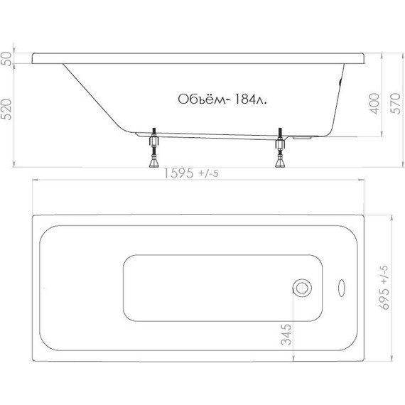 Ванна акриловая Тритон Ультра 160х70 см, Размер - мм: 1600х700 - 9 Ванна акриловая Тритон Ультра 160х70 см, Размер - мм: 1600х700 фото 9