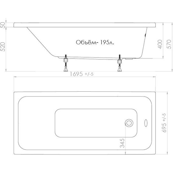 Ванна акриловая Тритон Ультра 170х70 см, Размер - мм: 1700х700 - 9 Ванна акриловая Тритон Ультра 170х70 см, Размер - мм: 1700х700 фото 9