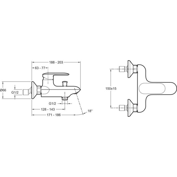 Смеситель для ванны Jacob Delafon Kumin E99460-CP - 3 Смеситель для ванны Jacob Delafon Kumin E99460-CP фото 3