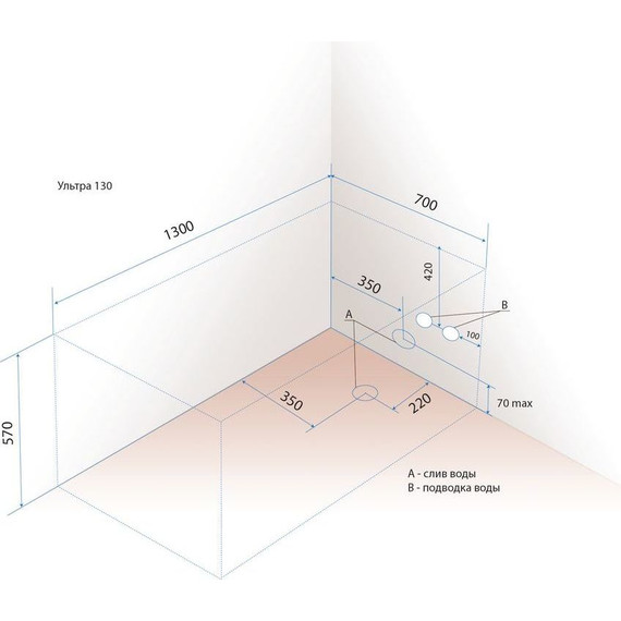 Ванна акриловая Тритон Ультра 130х70 см, Размер - мм: 1300х700 фото 6