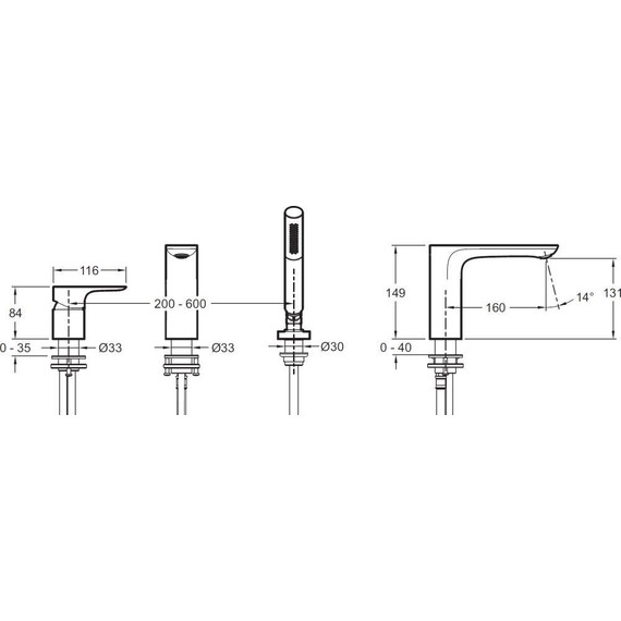 Смеситель для ванны Jacob Delafon Aleo+ E72330-CP - 2 Смеситель для ванны Jacob Delafon Aleo+ E72330-CP фото 2