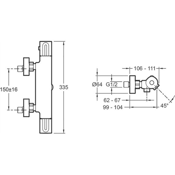 Смеситель для ванны с термостатом Jacob Delafon Metro E24395-CP - 4 Смеситель для ванны с термостатом Jacob Delafon Metro E24395-CP фото 4
