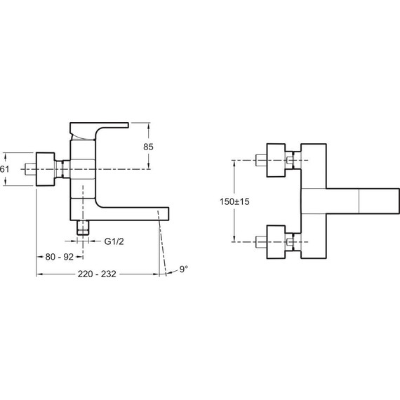 Смеситель для ванны Jacob Delafon Strayt E45370-CP фото 2