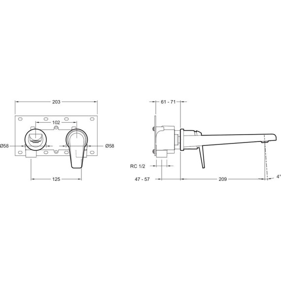 Смеситель для раковины настенный Jacob Delafon Avid E97358-CP - 2 Смеситель для раковины настенный Jacob Delafon Avid E97358-CP фото 2