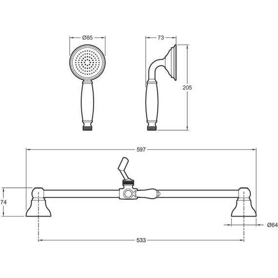 Душевой гарнитур Jacob Delafon Louise E24364-CP, хром/белый фото 3