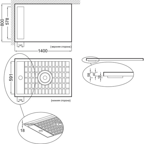 Акриловый поддон Jacob Delafon Flight Neus 140х80 см E66515-00 фото 4