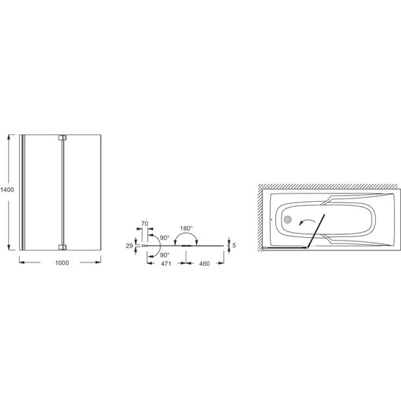 Шторка для ванны Jacob Delafon Adequation 100 см E4931-GA, хром/прозрачное - 2 Шторка для ванны Jacob Delafon Adequation 100 см E4931-GA, хром/прозрачное фото 2