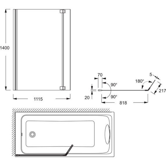 Шторка для ванны Jacob Delafon Bain-Douche Neo 111,5 см E4930-GA, хром/прозрачное - 4 Шторка для ванны Jacob Delafon Bain-Douche Neo 111,5 см E4930-GA, хром/прозрачное фото 4