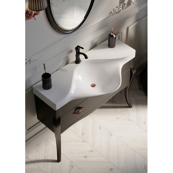 Тумба напольная с раковиной Aqwella Clarberg Borgia 110 см BOR0111BLK, черный матовый/патина медь фото 4