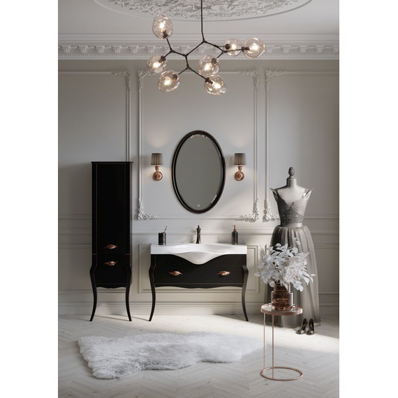 Пенал напольный Aqwella Clarberg Borgia 48 см BOR0548BLK, универсальный, черный матовый/патина медь фото 2