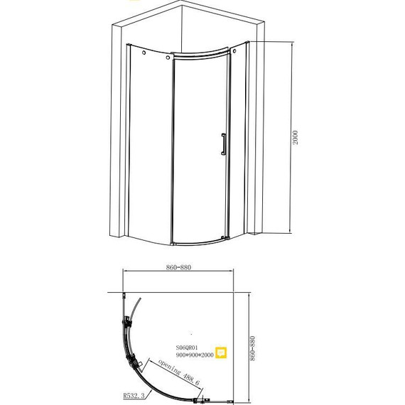 Душевое ограждение Jacob Delafon Contra 90х90 см R E22R90R-GA (стекло 8 мм), хром/прозрачное фото 2