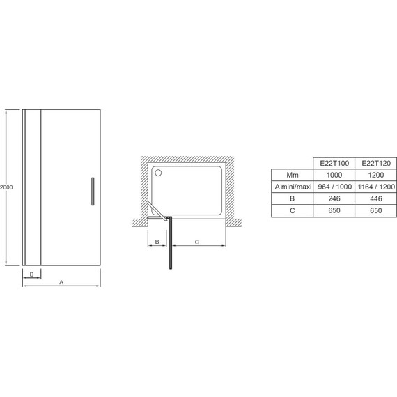 Душевая дверь Jacob Delafon Contra 100 см E22T100-GA, хром/прозрачное фото 2