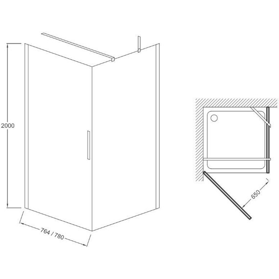 Душевая дверь Jacob Delafon Contra 80 см E22T81-GA, хром/прозрачное фото 3