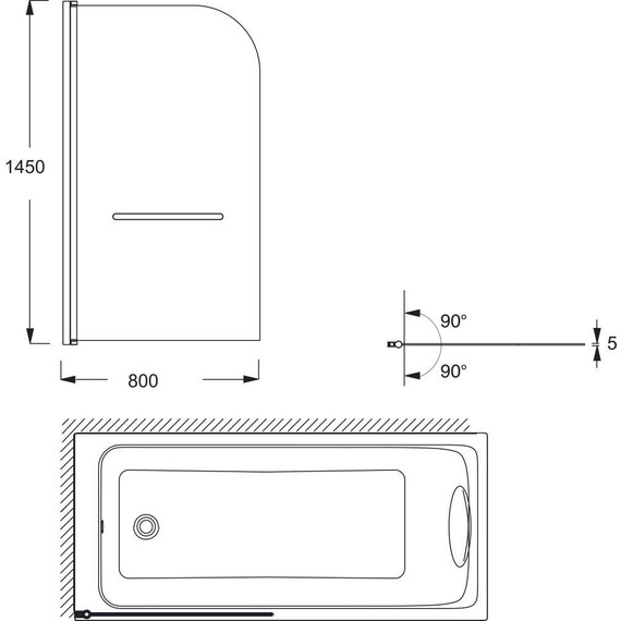 Шторка для ванны Jacob Delafon Odeon Up 80 см E4932-GA, хром/прозрачное фото 4