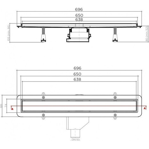 Трап Pestan (BETTOSERB) Betto Net Line 65 см 13702517, матовый хром (под плитку), Цвет производителя: хром матовый, Размер трапа: 650 фото 7