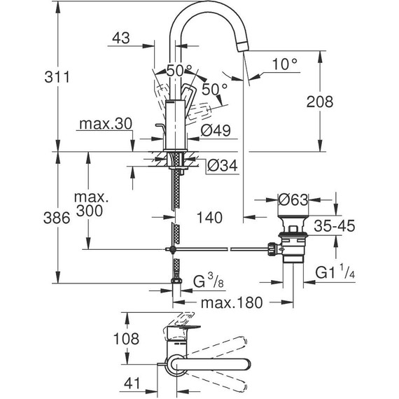 Смеситель для раковины Grohe BauLoop 23763001 фото 6