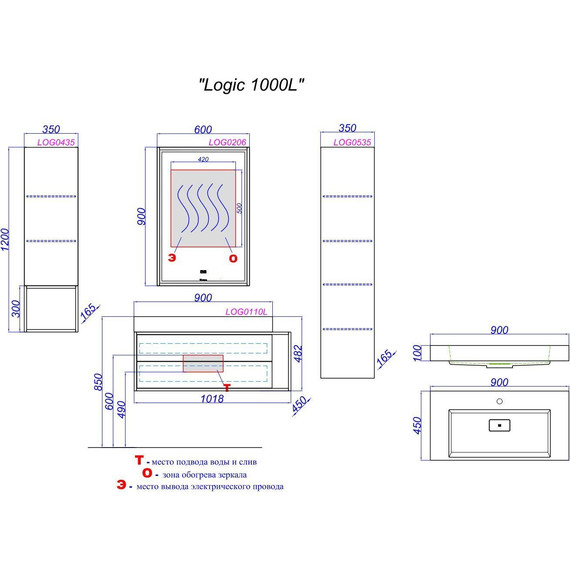 Тумба подвесная с раковиной Aqwella Clarberg Logic 100 см LOG0110L - 7 Тумба подвесная с раковиной Aqwella Clarberg Logic 100 см LOG0110L фото 7