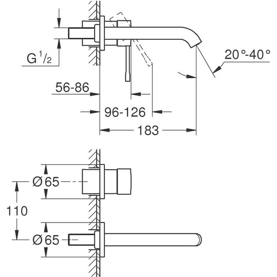 Смеситель для раковины настенный Grohe Essence New 183 мм 19408GL1, холодный рассвет фото 2