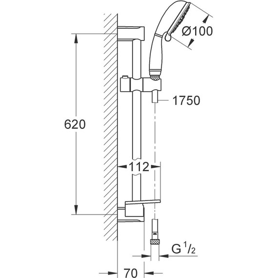 Душевой гарнитур Grohe New Tempesta Rustic 100 IV 620 мм 27609001 - 2 Душевой гарнитур Grohe New Tempesta Rustic 100 IV 620 мм 27609001 фото 2
