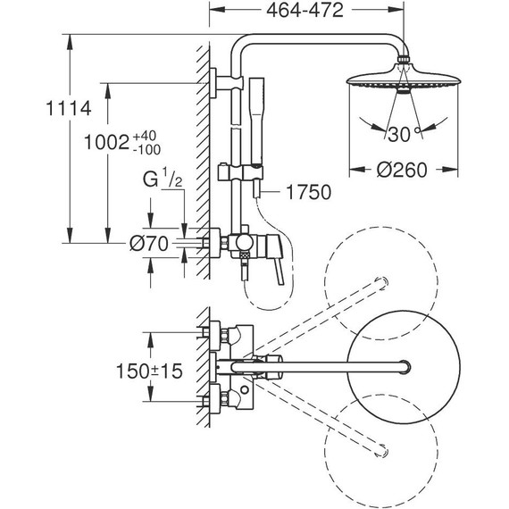 Душевая стойка Grohe Euphoria System 260 Concetto 23061003 - 10 Душевая стойка Grohe Euphoria System 260 Concetto 23061003 фото 10