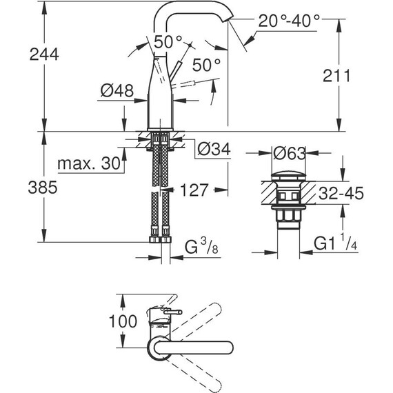 Смеситель для раковины Grohe Essence New 23799001 фото 2