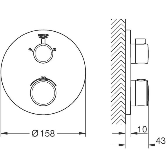 Смеситель для душа с термостатом Grohe Grohtherm 24076000 - 8 Смеситель для душа с термостатом Grohe Grohtherm 24076000 фото 8