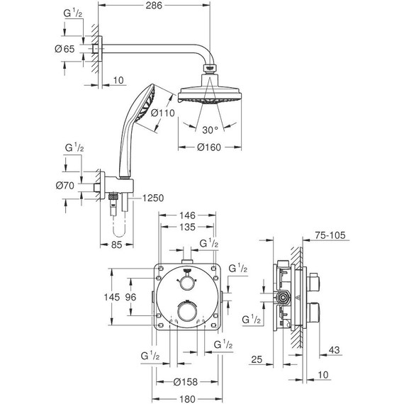 Душевая система для душа с термостатом Grohe Grohtherm 34735000 - 4 Душевая система для душа с термостатом Grohe Grohtherm 34735000 фото 4