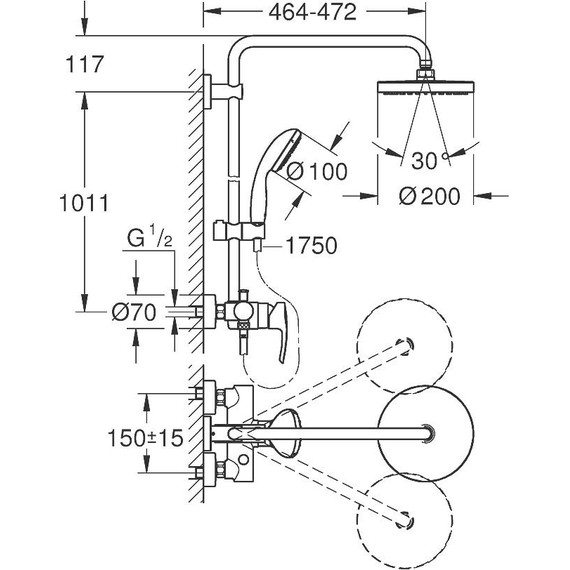 Душевая стойка Grohe New Tempesta 200 26244001 - 2 Душевая стойка Grohe New Tempesta 200 26244001 фото 2