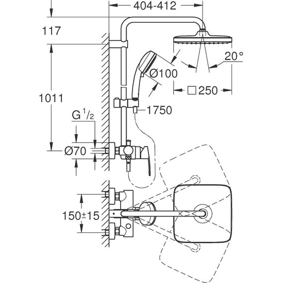 Душевая стойка Grohe Tempesta Cosmopolitan System 250 Cube 26692000 - 11 Душевая стойка Grohe Tempesta Cosmopolitan System 250 Cube 26692000 фото 11