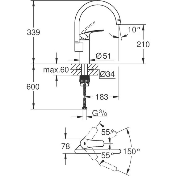 Смеситель для кухни Grohe Eurosmart 33202003 фото 8