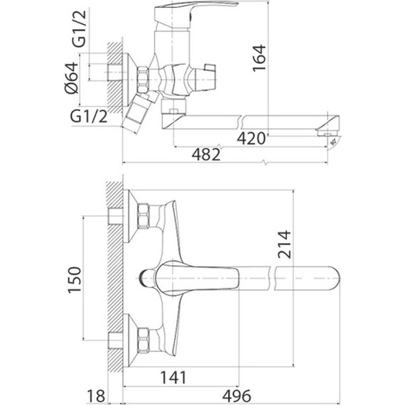 Смеситель для ванны Iddis Ray RAYSBL2i10WA фото 4