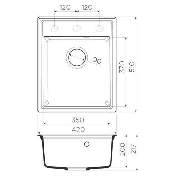 Кухонная мойка Omoikiri Daisen 42-BL 4993606, чёрный, Цвет производителя: чёрный фото 3