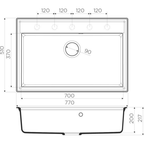 Кухонная мойка Omoikiri Daisen 77-BL 4993630, чёрный, Цвет производителя: чёрный - 2 Кухонная мойка Omoikiri Daisen 77-BL 4993630, чёрный, Цвет производителя: чёрный фото 2