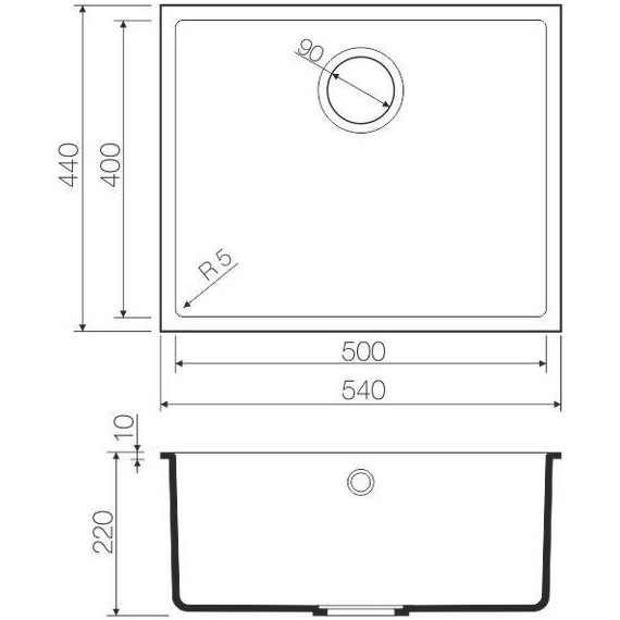 Кухонная мойка Omoikiri Bosen 54-U-BL 4993161, чёрный, Цвет производителя: чёрный фото 3