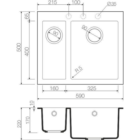 Кухонная мойка Omoikiri Bosen 59-2-CH 4993245, шампань, Цвет производителя: шампань - 5 Кухонная мойка Omoikiri Bosen 59-2-CH 4993245, шампань, Цвет производителя: шампань фото 5