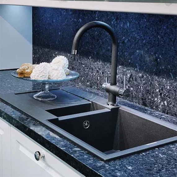 Кухонная мойка Omoikiri Sakaime 86-2-BL 4993117, чёрный, Цвет производителя: чёрный фото 3